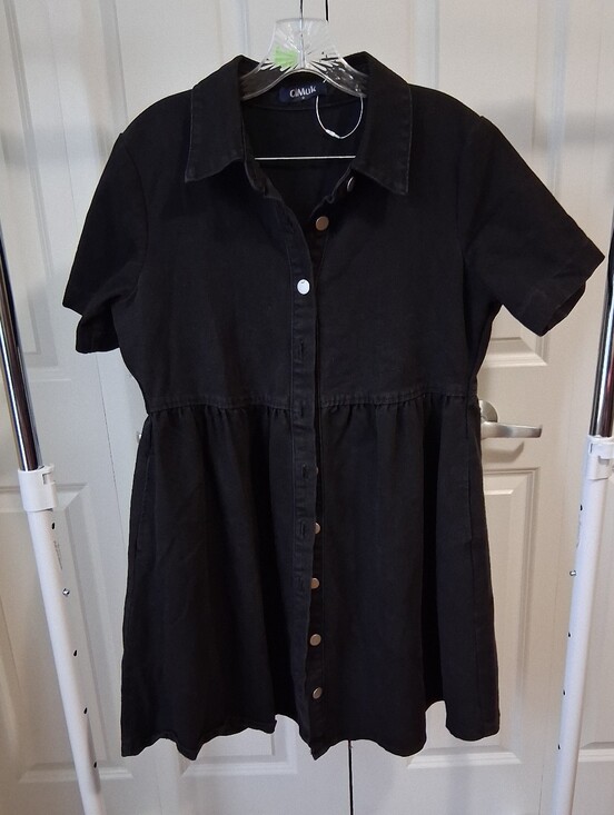 CiMuk Dresses & Skirts - Black Button-Front Denim Dress